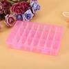 24 Fächer Kunststoff Schmuck Verstellbare Box Abnehmbarer Organizer Perlen Ohrringe Aufbewahrungskoffer (Rosa)