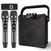 Giecy Speaker Set with 2 Wireless Bluetooth Rechargeable UHF Microphone with Bass Portable Speaker for Home Hiking Street School Outdoor Disaster
