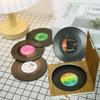 6pcs Coaster European American Retro Style Drink Beer Tea Abs Vinyl Record Cd Non Slip Drink Coaster for Desktop