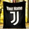 1pc Personalized Name Juventus Theme Blanket - Digital Print, Polyester, Cozy for All Seasons, Perfect for Outdoor, and Travel