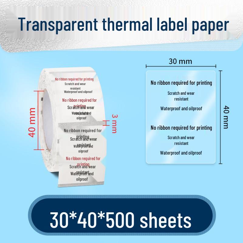 Waterproof Transparent Thermal Label Stickers - Oil-Proof, Scratch & Wear Resistant Barcode Printing Tags