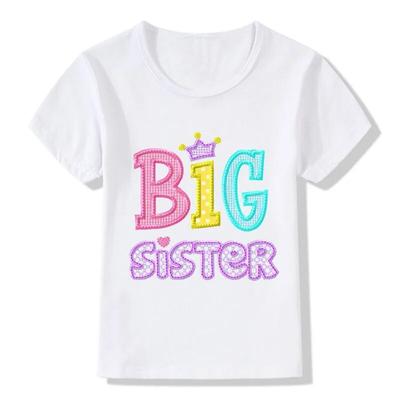 Children Big Sister Print T -Shirt Kids Summer Tops Baby Girls Unicorn Clothes Kids Little /Big Sister Match Clothes