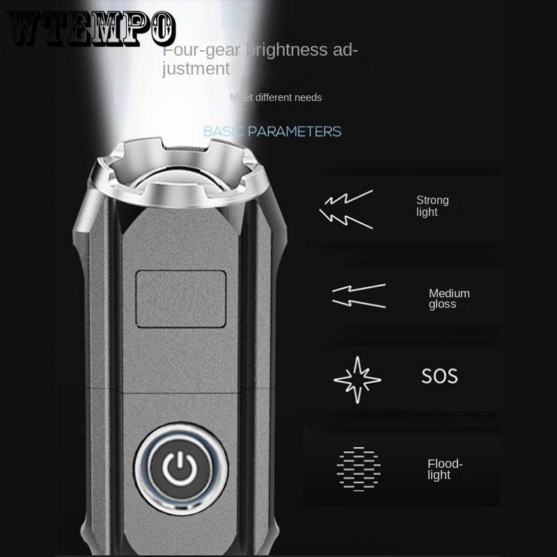Camping Waterproof Searchlight Portable Home Cob Side Light Usb Rechargeable Outdoor High Power Mini Strong Light Flashlight