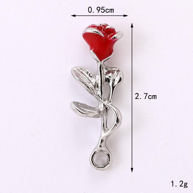 New 3D Rose Flower Alloy Phone Case Charm with Rhinestone Droplet.