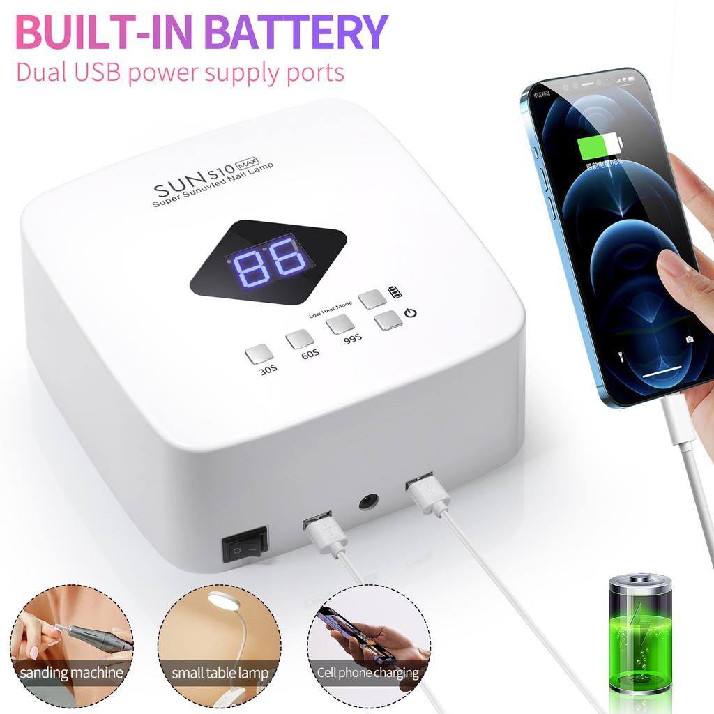120W UV LED Nail Lamp Professional 30 LEDs Nail Dryer with 3 Timer Settings Rechargeable Manicure Lamp for Curing All Nails Gel