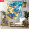 Sea Turtles Beach Ocean Waves Starfish Shells Tapestry Tropical Coastal Wall Art Summer Vacation Home Decor Marine Life Print