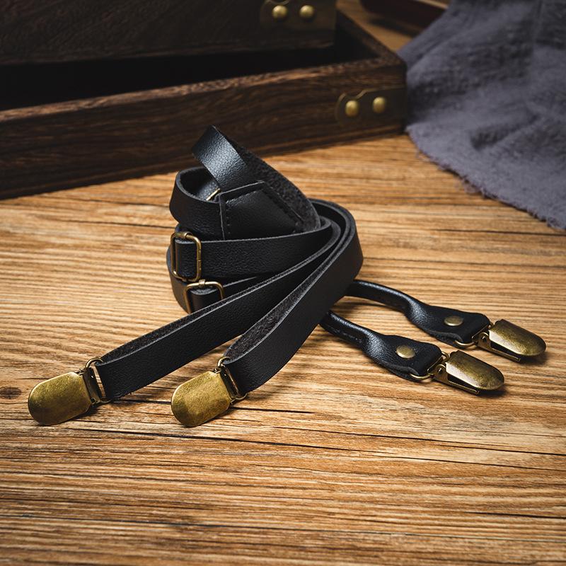 Unisex Non-Slip Retro Leather Suspenders for Pants