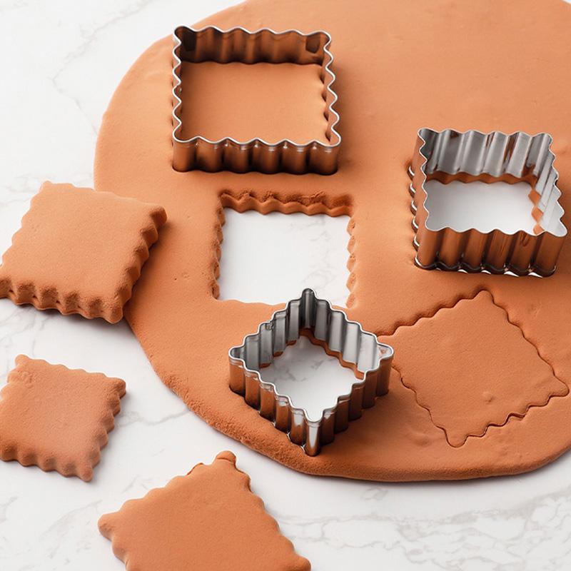 3 Buc Rămă Binecuvântare Formă Inox Formă Biscuit Val Dreptunghi/Pătrat Tăietor Cookie Nuntă Fondant Decorare Tort Formă Copt