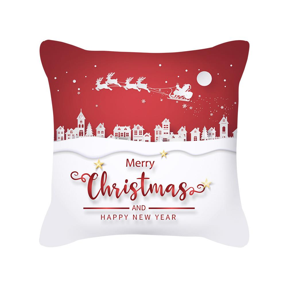 Nordic Style Christmas Pillow Cover Peach Skin Cartoon Santa Claus Office Sofa Cushion Cover Home