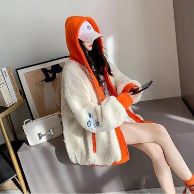 Loose Padded Lambswool Coat Female Joker Autumn and Winter Women's Korean Version of Loose Design Plus Size
