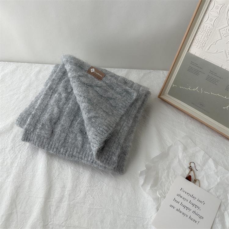 Korean Retro Pattern Wool Blend Scarf - Warm, All-Match, Unisex Winter Neckwear