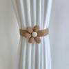 Cute Khaki White Warm Color Plush Bear Flower Curtain Tie Kids Girl Bedroom Livingroom Curtain Folding Bind Rope Home Decoration