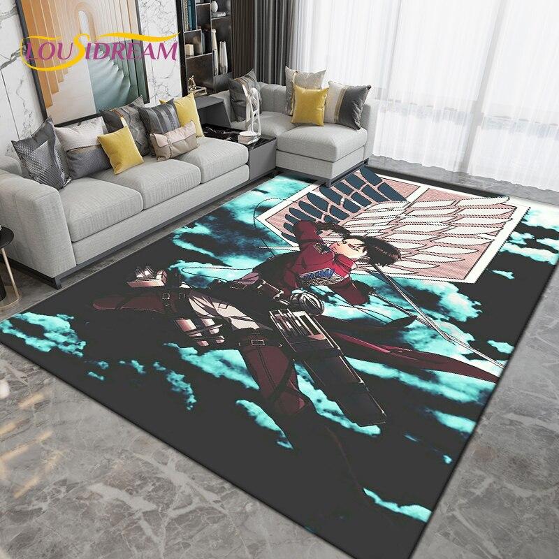 Anime Cartoon Attack On Titan Area Rug Large,Carpet Rug for Living Room Bedroom,Kitchen Bathroom Doormat Non-slip Floor Mat Gift