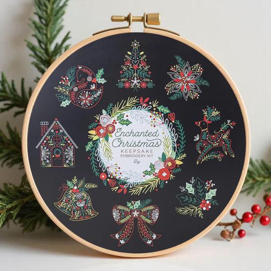 Kerst Herinnering Borduurpakket Kerst Handwerk DIY Set Complete Knutselset met Garen Instructies Handgemaakt Vakantiecadeau voor Familie Vrienden