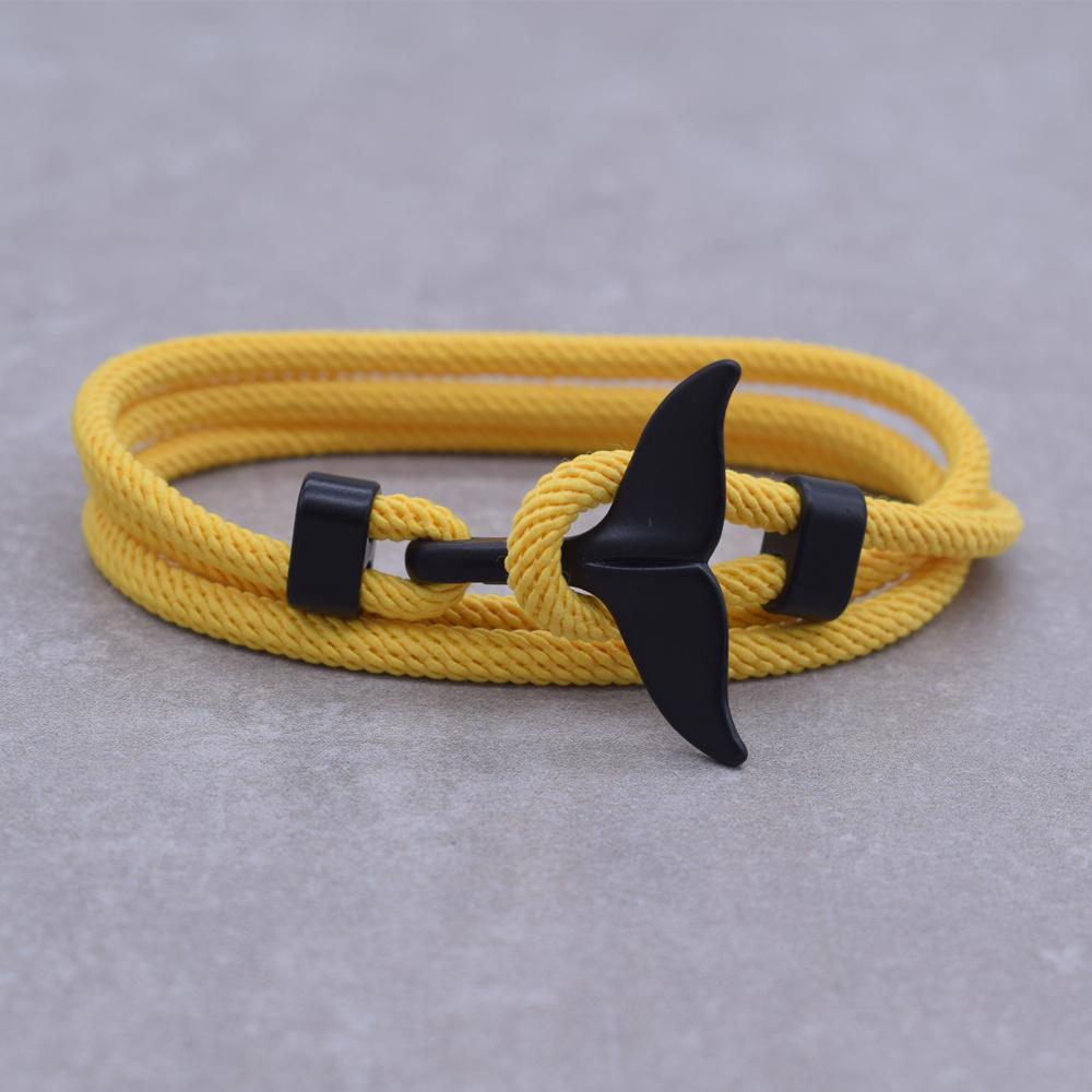 Anchor Style Jewelry Ocean Silver Color Whale Tail Charm Bracelet 2-3 Laps Adjustable Rope Bracelets for Men Women Gifts