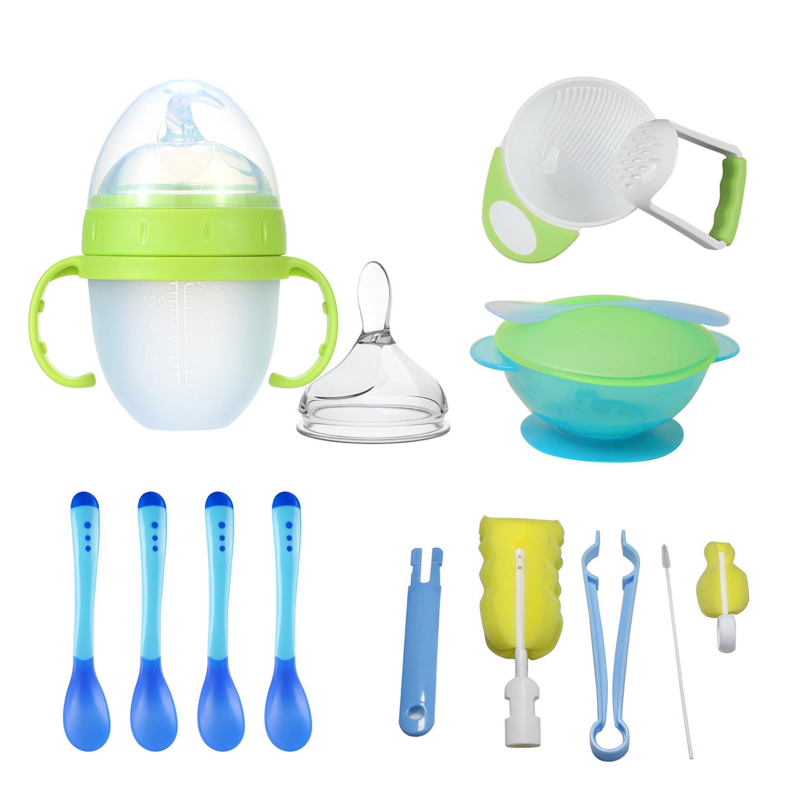 

Упаковка 9 Набор для кормления ребенка Температура Чувствительность Детская ложка 150 мл Выжимка Хлопья Бутылка Силикон