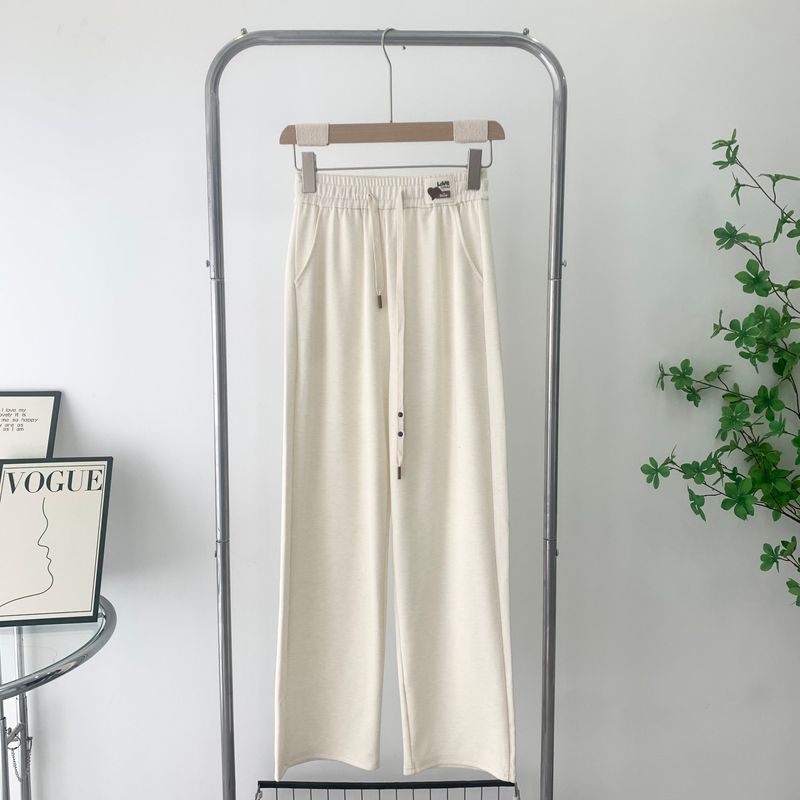 

Loose Lace-up Covering Casual Spring & Fall Glutinous Rice Pants Women s Autumn Easiest for Match Drooping Wide-Leg Pants Pants Beige White Beige 3XL