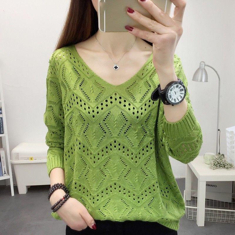 Женский трикотажный топ с длинным рукавом укороченный однотонный пуловер женский джемпер трикотаж базовый наряд на весну и лето XS зелёный 1498₽