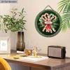 Classic Christmas Wooden Sign with Candy Canes Pattern - Navidad Round Sign for Front Door, Wall Hanging Decor - Ideal Christmas Gift