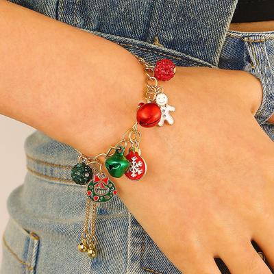 High Quality 2026 Christmas Chain Bracelet, Alloy Drip Oil Christmas Tree Elk Bells Diamond Snowflake Gift Bracelet