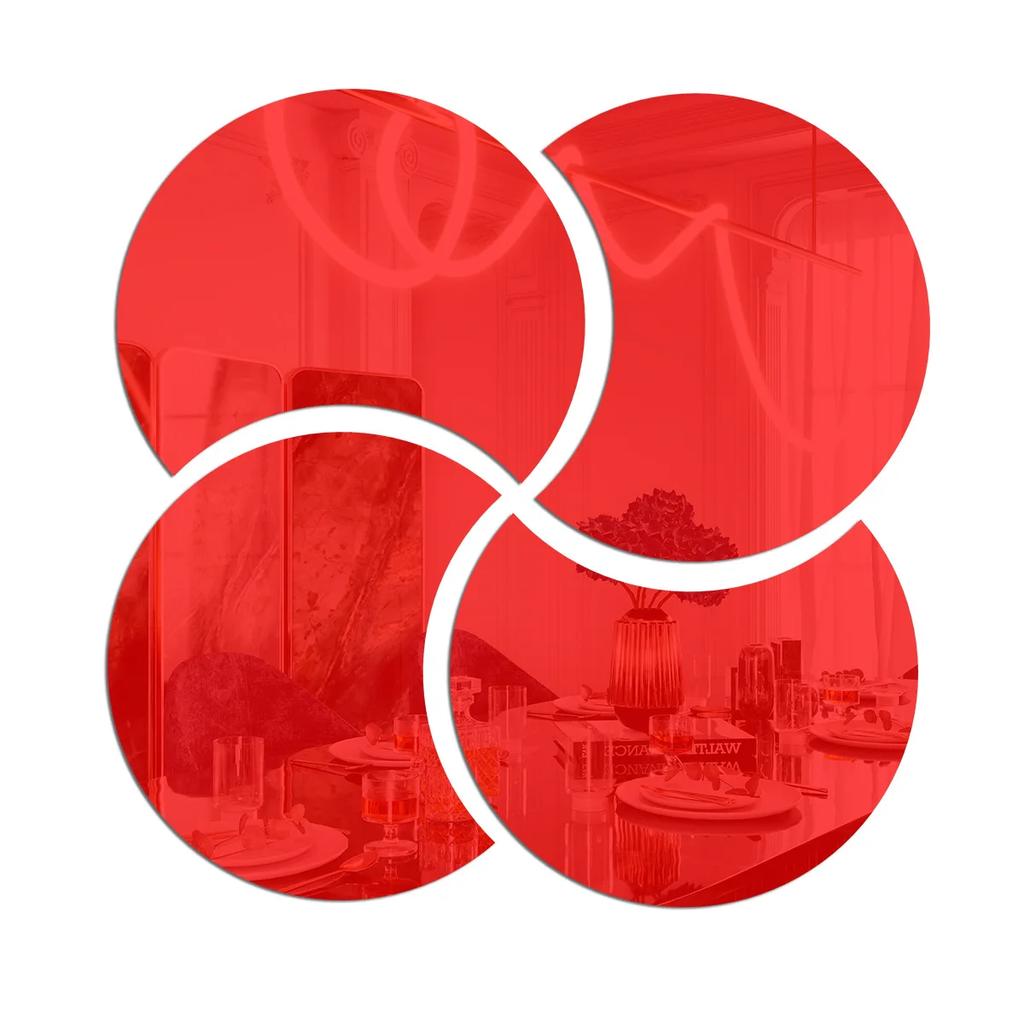 4pcs Semi-circle Mirror Wall Stickers Acrylic Decal DIY Self-adhesive Mirror Art Wall Decoration Office Background Wall Decor