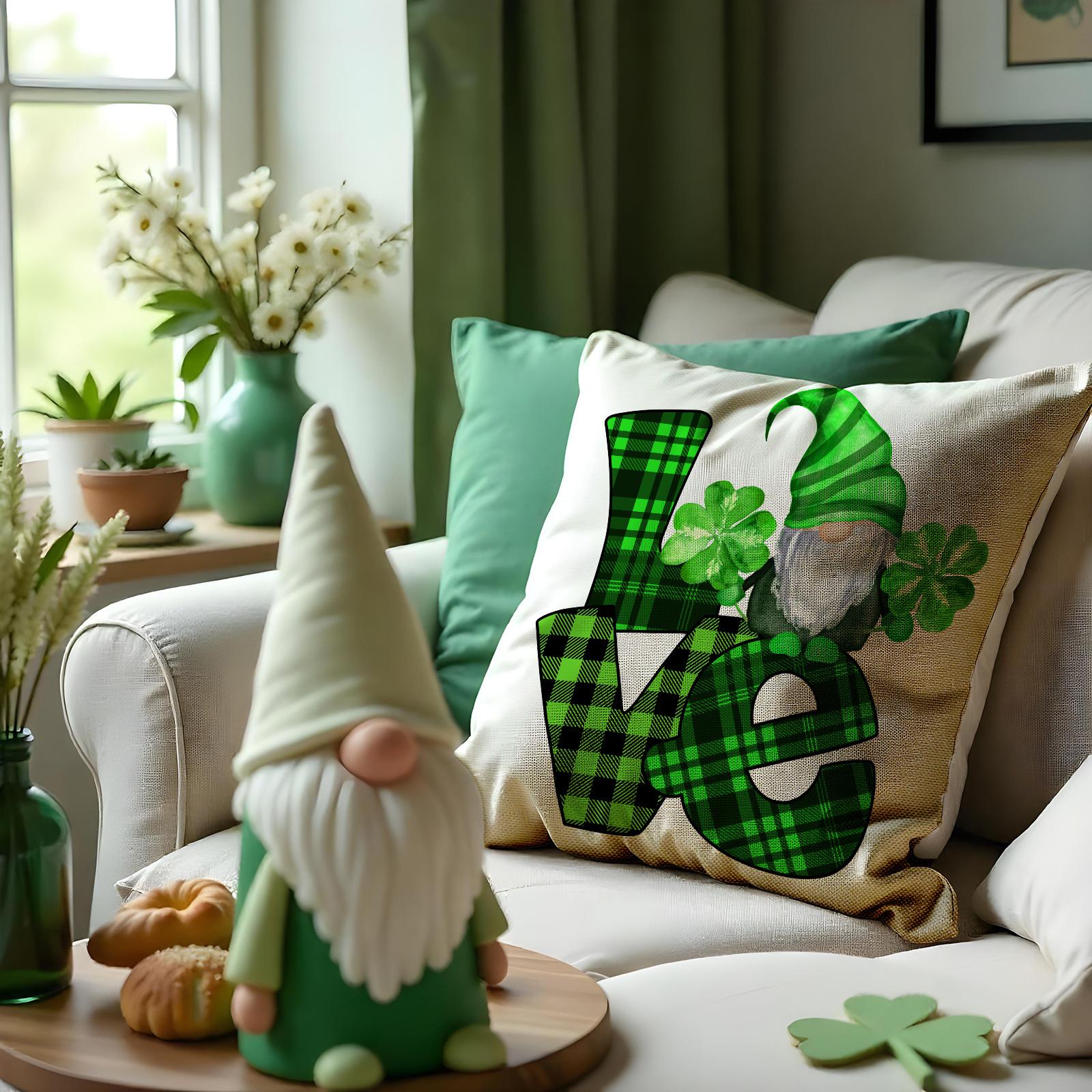 

Irish Lucky Grass Pillowcase St. Patrick s Day Combination Sofa Pillow Home Pillow 45 * 45Cm