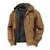 Men Sweatshirt Coat with Hooded Long Sleeve Multiple Pockets Zipper Placket Thickened Plush Lining Jacket