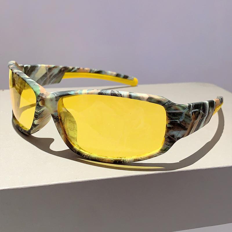 Y2k Men Sunglasses New Wrap Round Outdoor Sports Eyewear Trendy Fashion Mirrror UV400 Protection Eyewear