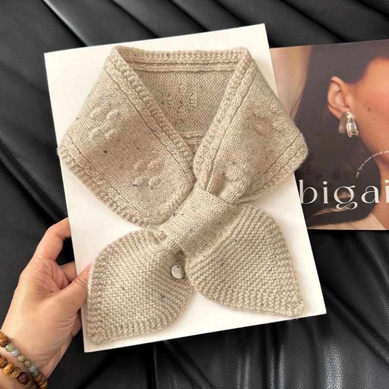The Cross Knitted Small Scarf Is A New Korean Style for Women's Autumn and Winter. It's Versatile  Warm and Protects The Neck