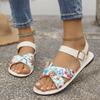 Printed Belt Buckle Women's Sandals Wish New Flat Open-toed Summer Outer Wear Beach Shoes