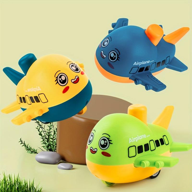 1pc FunPlay Cartoon Airplane Model Toy for Kids, Plastic Press and Glide Vehicle,Battery Free,No Special Features,Limited Control Range Mixed Colors