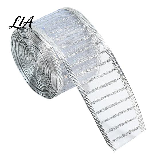 Sparkly Ribbon for Presents Stripe Sequin Christmas Ribbon, Glitter Polyester Fabric Wide Craft Decorative Mesh Party Supplies Wrapping Ribbons Wreath