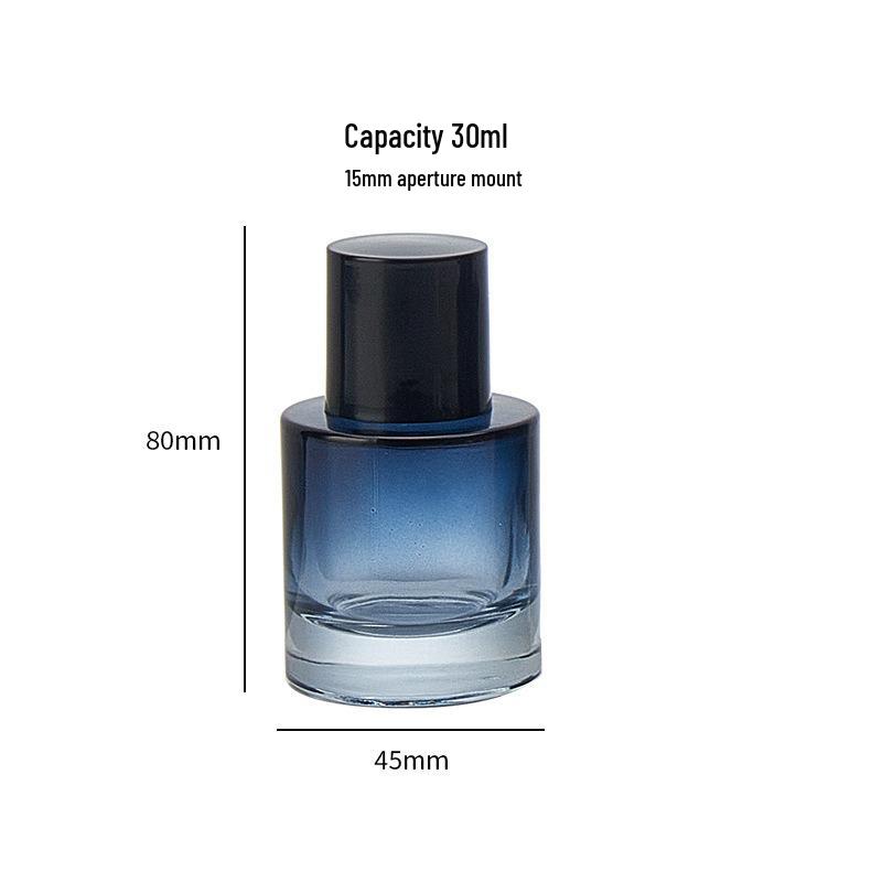 30ml Blue Gradient Cylindrical Glass Perfume Bottle with Snap-on Spray
