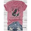 Women's Art Crow and Book Design Print Casual Short-sleeved Round-neck T-shirt