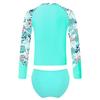 Girls Long Sleeve Swim Set Printed Mock Neck Rash Guard Top Swim Briefs UPF 50 Sun Protective Beach Pool Outfit