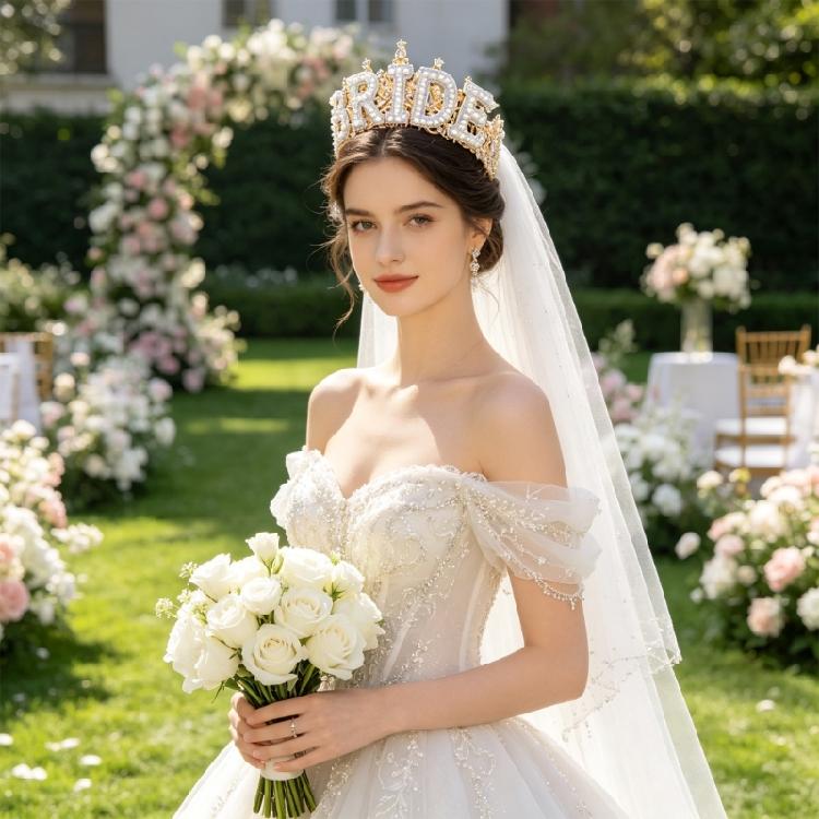 Bridal Pearls Crowns Stylish Graceful Crowns Wedding Photo Accessory Bride Crystal Hairband Wedding Photo Props