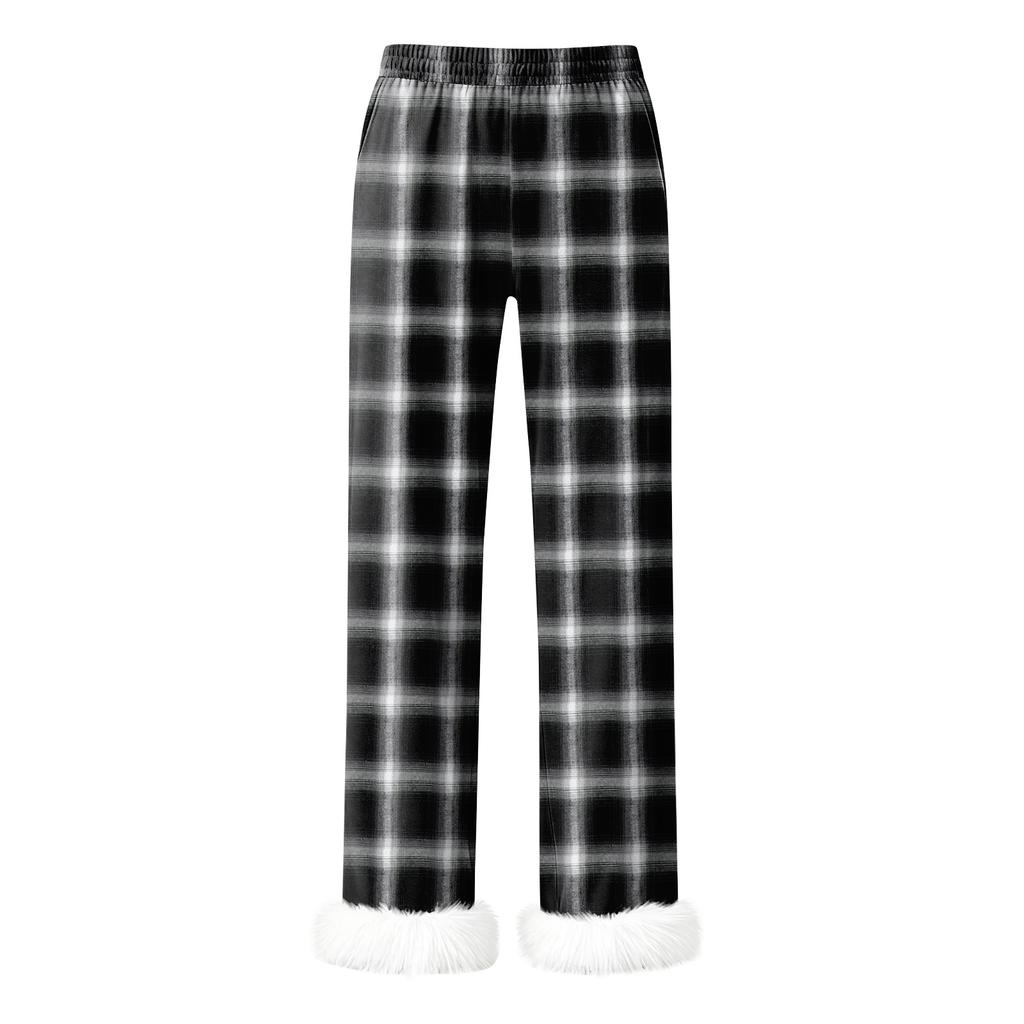 Women's Fashionable Casual Trousers, Plaid Print Trousers