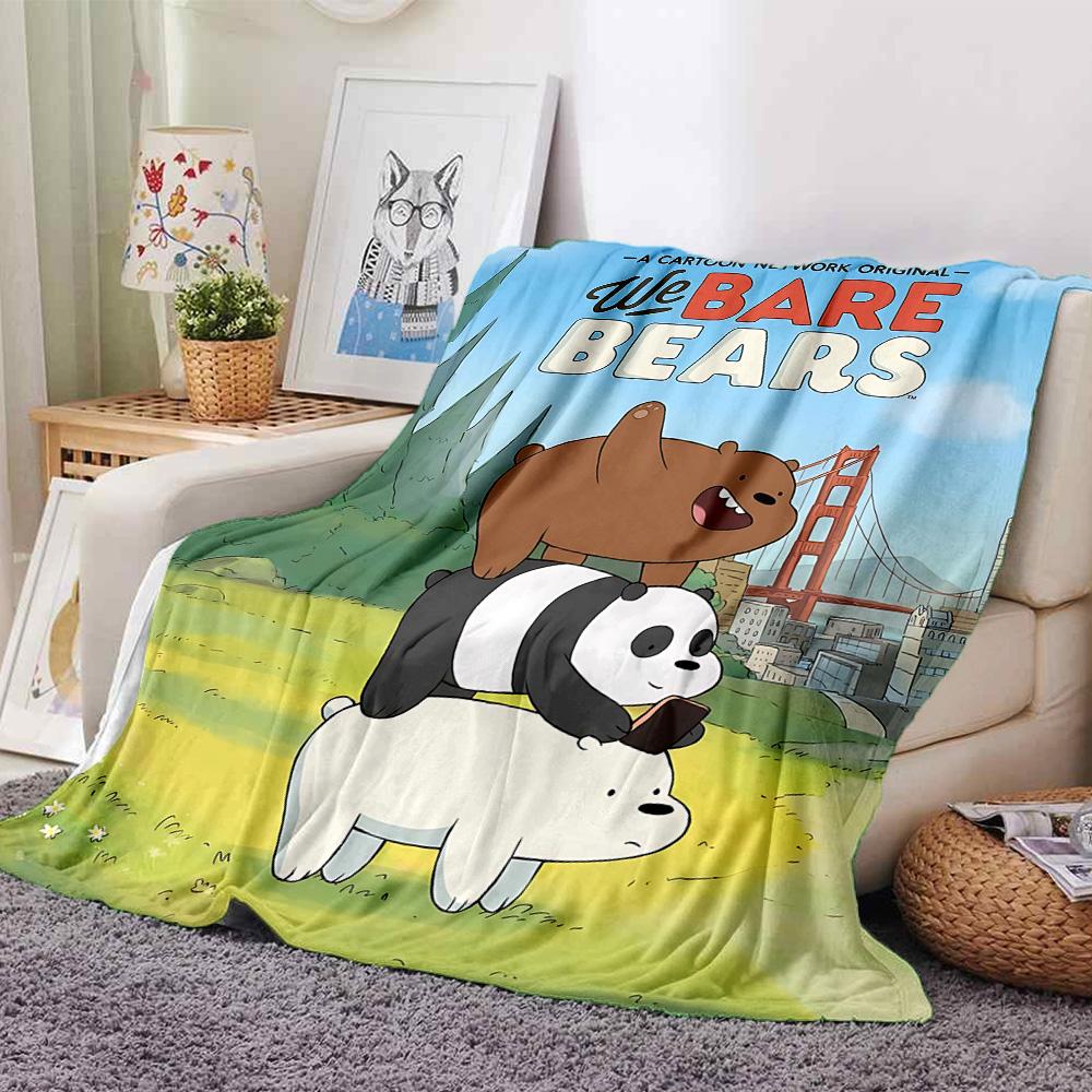 Bare Bears Adventure Flannel Blanket Super Soft Warm Cozy Blanket For Sofa Bed Office Travel Allseason Home Decor Gift