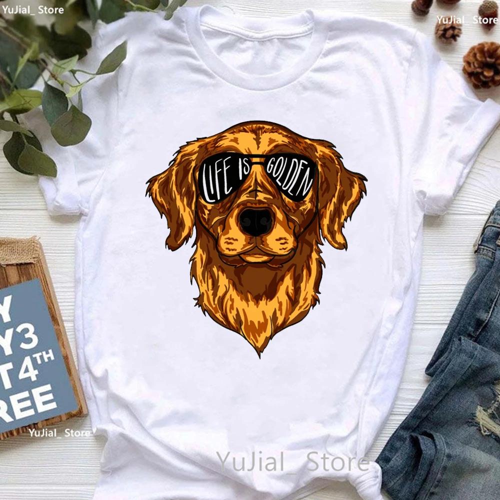 Golden Retriever Hunting Dogs Animal Print T Shirt For Girls Australian Shepherd Dog With Flower Tshirt Unisex Harajuku Shirt