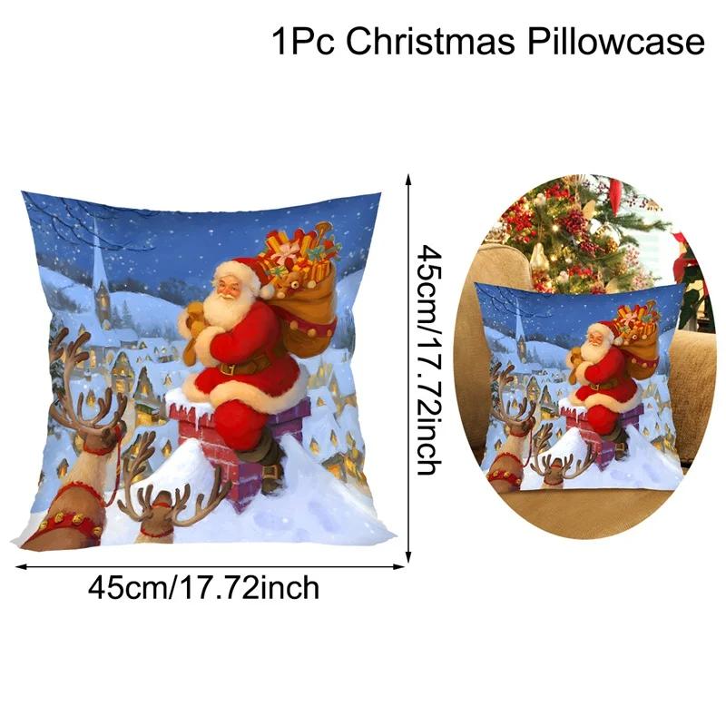 Christmas Cushion Cover Santa Decorative Throw Pillow Case Christmas Decorations For Home Navidad Natal Gifts New Year