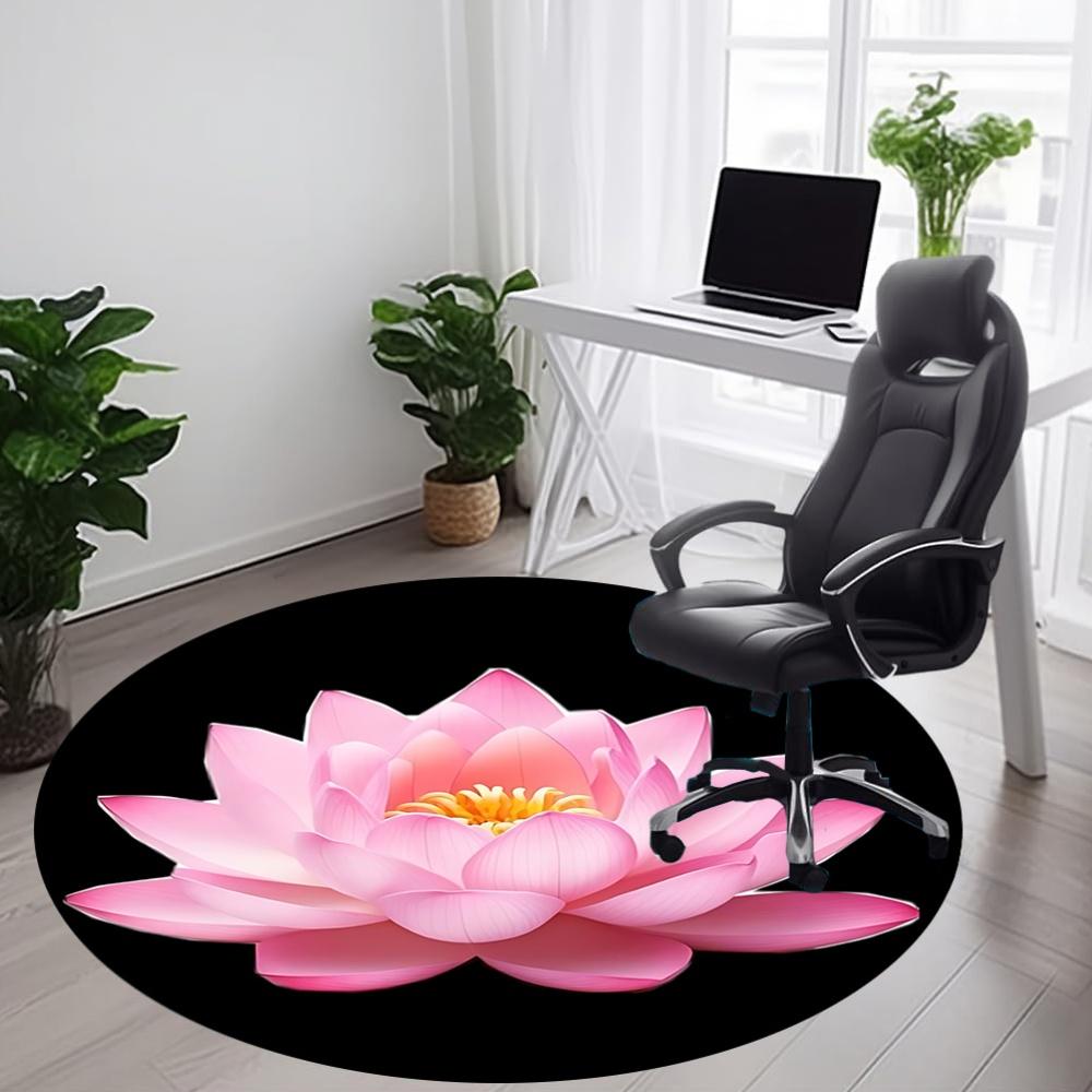 1pc Lotus Flower Chair Carpet for Office, Round Non Slip Durable Large Size Office Carpet, Suitable for Office