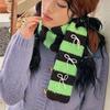 Japanese Korean Autumn Winter Girls' Lamb Wool Scarf Color Block Niche Dopamine Warm Neck Warmer
