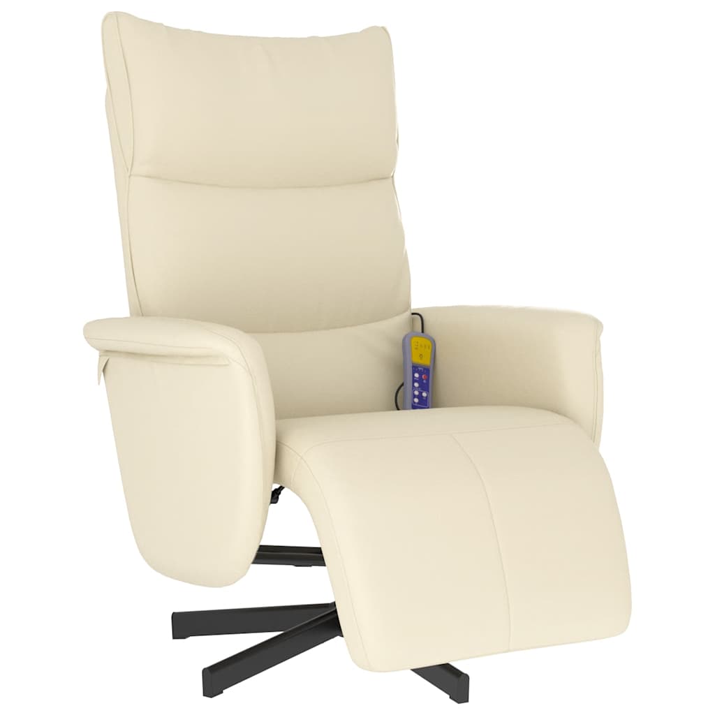 Massage Chair with Footrest Cream Faux Leather