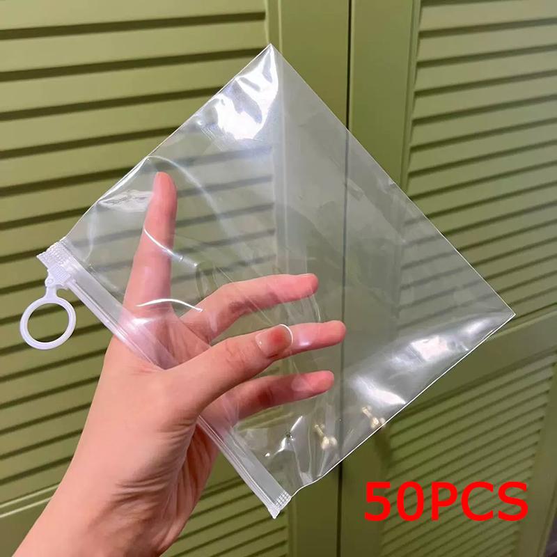WTEMPO Прозрачные Толстые Влагонепроницаемые Пакеты для Хранения Домашний Аксессуар Пакеты для Хранения Офисные Пакеты для Классификации Мелких Предметов Портативные Прозрачные Пакеты с Кольцом для Открывания 50pcs 1629₽