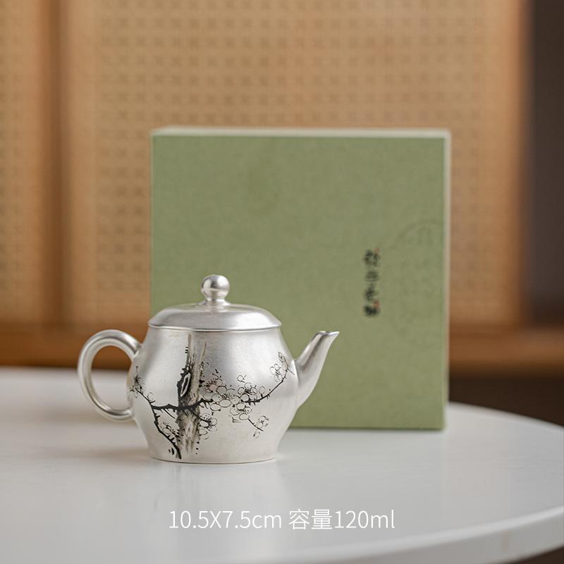 

Керамический серебряный чайник для дома с фильтром, подсветка для чайника, роскошные аксессуары для чая кунг-фу, подарочная коробка для домашнего серебряного чайника, керамический чайник