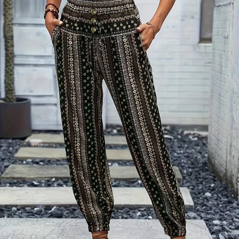 Spring and Summer Women's Wear Loose and Slimming Printed Casual Pants with A Drape and A Stretchable Waist