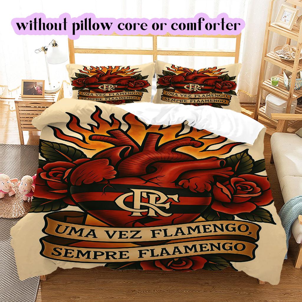 Flamengo football soccer Pattern Bedding,Quilt Set Quilt Cover Pillowcase Home Birthday Gift (1*duvet cover+2*pillowcase,without core)