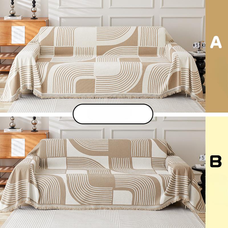 Black and White Four-season Universal Full-cover Fabric Sofa Towel, Light Luxury Chenille Sofa Cover Towel, Simple AB Double-sided Sofa Cover Towel