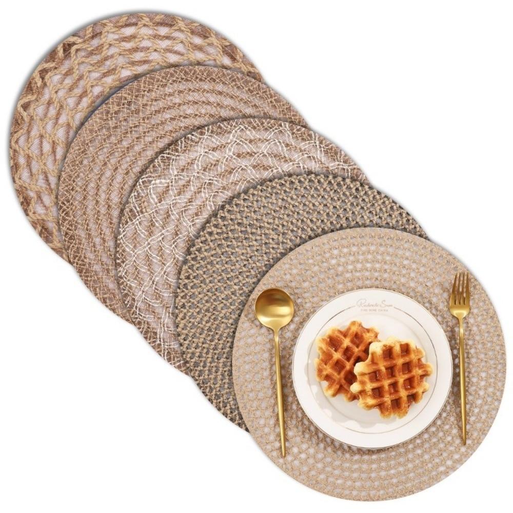 Nuovi Tovagliette da Pranzo Intrecciate Resistenti al Calore Lavabili Tappetino Isolante Stile Boho Rotondo per Tavolo da Caffè Cucina Sala da Pranzo