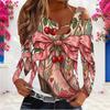 Women Plus Size Asymmetric Cutout Neck Cold Shoulder Long Sleeve Christmas Cowboy Boot Print Top